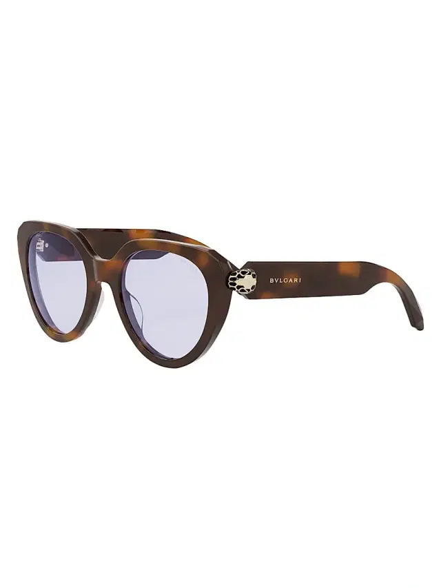 BVLGARI Women's Serpenti 51MM Cat-Eye Blue Block Glasses - Blonde Havana Lavender