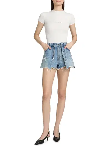 Alexander Wang Women's Logo Crewneck Rib-Knit T-Shirt - White | Thumbnail 2