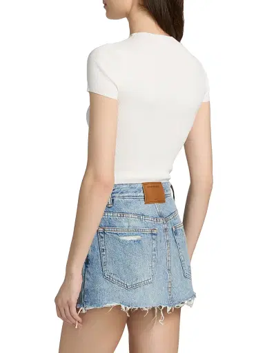 Alexander Wang Women's Logo Crewneck Rib-Knit T-Shirt - White | Thumbnail 5
