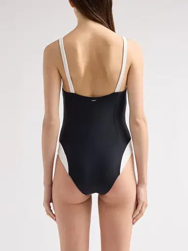 Simkhai Women's Char Colorblocked One-Piece Swimsuit - Black Multi - Size Large | Thumbnail 4
