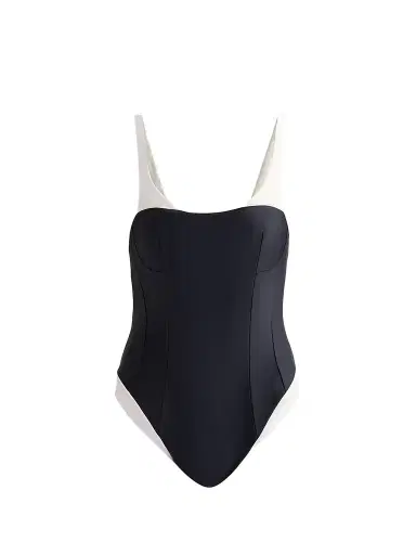 Simkhai Women's Char Colorblocked One-Piece Swimsuit - Black Multi - Size Large | Thumbnail 1