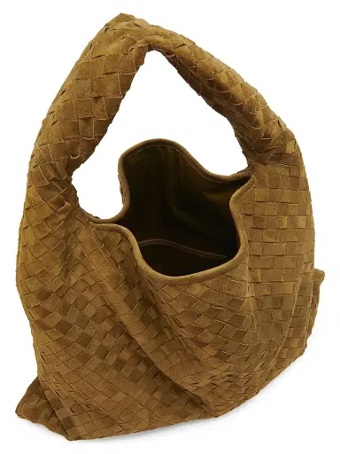 Bottega Veneta Women's Large Hop Intrecciato Suede Hobo Bag | Thumbnail 3 Bottega Veneta Women's Large Hop Intrecciato Suede Hobo Bag | Thumbnail 3