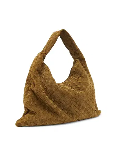 Bottega Veneta Women's Large Hop Intrecciato Suede Hobo Bag | Thumbnail 4 Bottega Veneta Women's Large Hop Intrecciato Suede Hobo Bag | Thumbnail 4