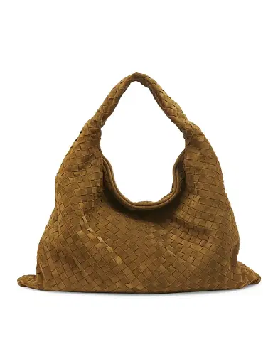 Bottega Veneta Women's Large Hop Intrecciato Suede Hobo Bag | Thumbnail 1 Bottega Veneta Women's Large Hop Intrecciato Suede Hobo Bag | Thumbnail 1