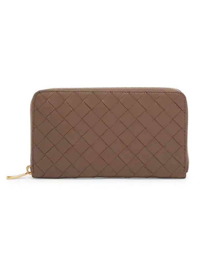 Women's Leather Zip-Around Wallet - Pinecone