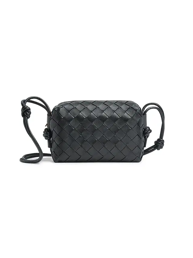 Women's Mini Loop Leather Crossbody Bag - Black Gold