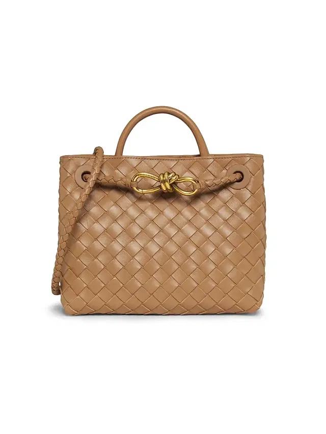 Women's Andiamo  Intrecciato Leather Top-Handle Bag - Biscuit