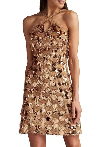 Tadashi Shoji Women's Sequined Crisscross Minidress | Thumbnail 3 Tadashi Shoji Women's Sequined Crisscross Minidress | Thumbnail 3