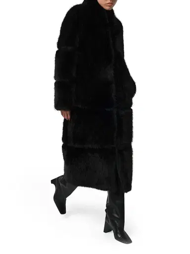 Apparis Women's Sylke Faux-Sable Fur Coat - Noir - Size Medium | Thumbnail 3