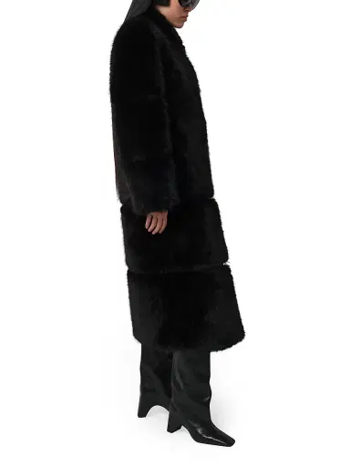 Apparis Women's Sylke Faux-Sable Fur Coat - Noir - Size Medium | Thumbnail 4