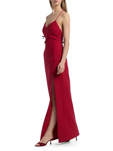 Cinq à Sept Women's Elea Bow Slit Gown - Cherry Rose | Thumbnail 2