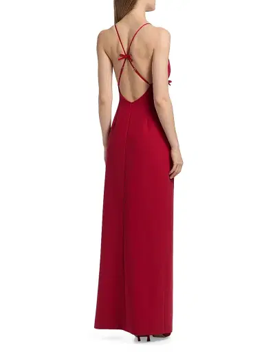 Cinq à Sept Women's Elea Bow Slit Gown - Cherry Rose | Thumbnail 5