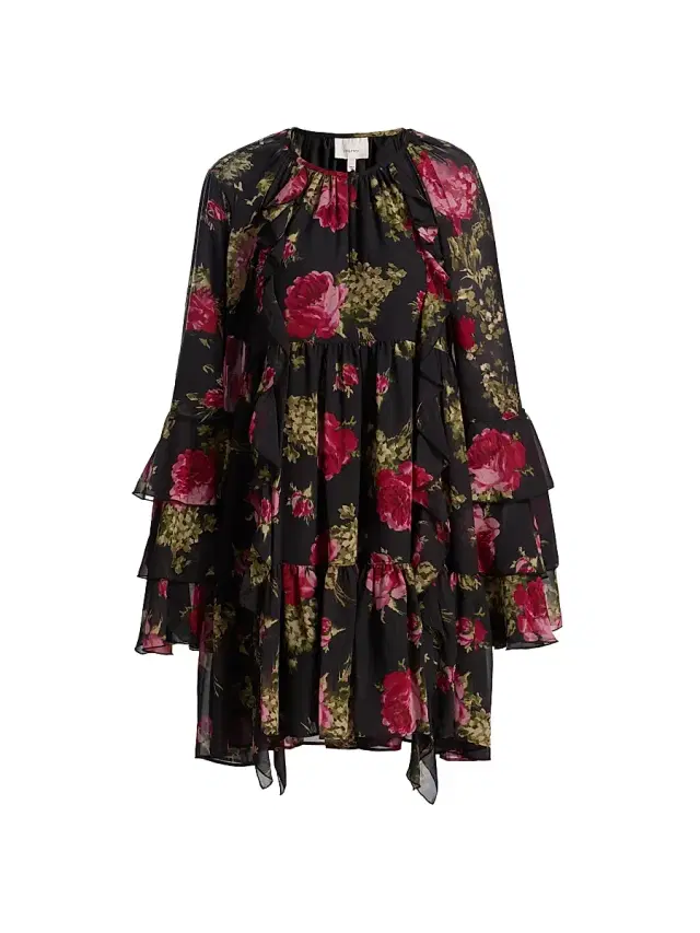 Cinq à Sept Women's Emelia Baroque Roses Minidress - Obsidian Multi