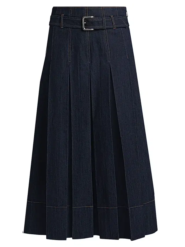 Cinq à Sept Women's Rylee Pleated Denim Belted Maxi-Skirt - Indigo