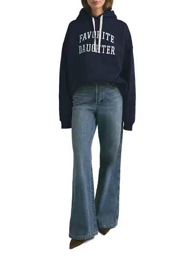 Favorite Daughter Women's The Collegiate Logo Hoodie - Navy - Size XS | Thumbnail 2