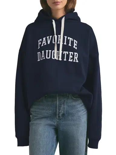 Favorite Daughter Women's The Collegiate Logo Hoodie - Navy - Size XS | Thumbnail 4