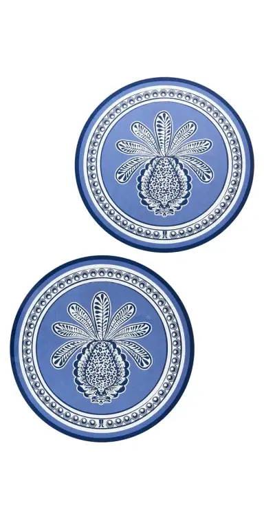 La DoubleJ Hardback Placemats Set of 2 Big Pineapple Blu One Size | Thumbnail 1
