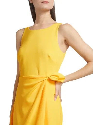 Badgley Mischka Women's Lightweight Scuba Tie-Waist Gown - Yellow | Thumbnail 6 Badgley Mischka Women's Lightweight Scuba Tie-Waist Gown - Yellow | Thumbnail 6