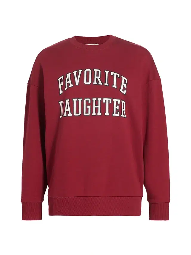 Favorite Daughter Women's Collegiate Oversized Logo Cotton-Blend Sweatshirt - Collegiate Red