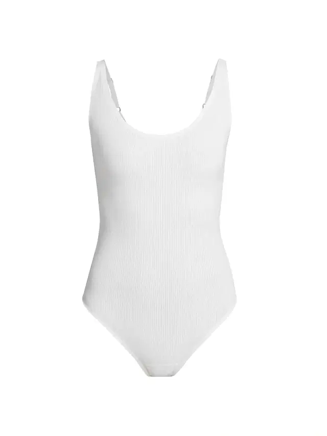 Women's Rib-Knit Scoopneck Bodysuit - Pearl