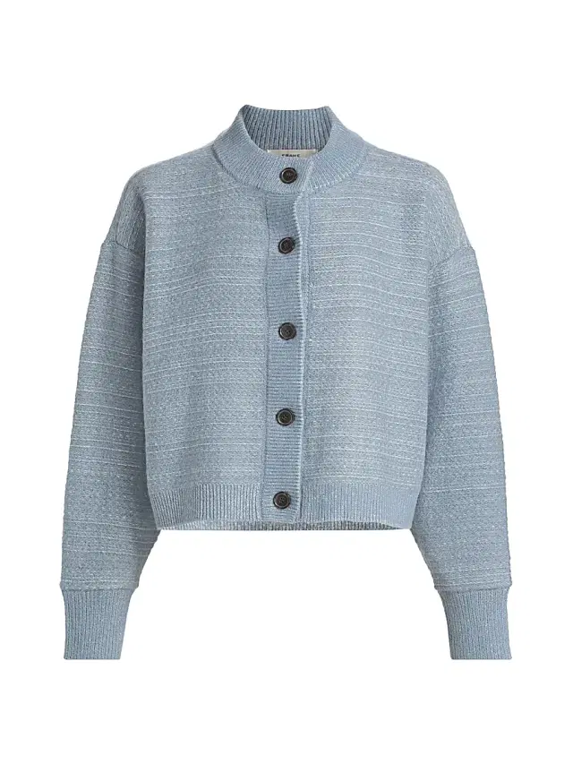 FRAME Women's Jacquard Femme Wool-Blend Cardigan - Sky Blue Multi