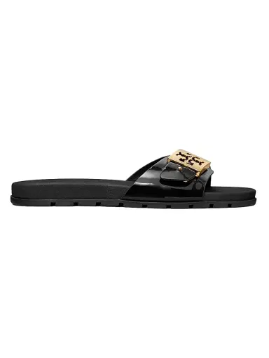 Tory Burch Women's Buckle Slides - Perfect Black Gold - Size 8 Sandals | Thumbnail 1 Tory Burch Women's Buckle Slides - Perfect Black Gold - Size 8 Sandals | Thumbnail 1