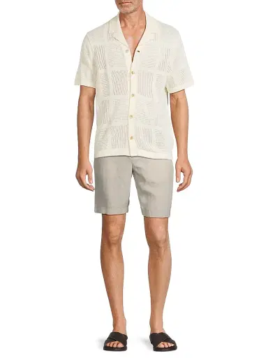 Vince Men's Cotton Pointelle-Knit Camp Shirt - Classic Cream - Size XL | Thumbnail 2