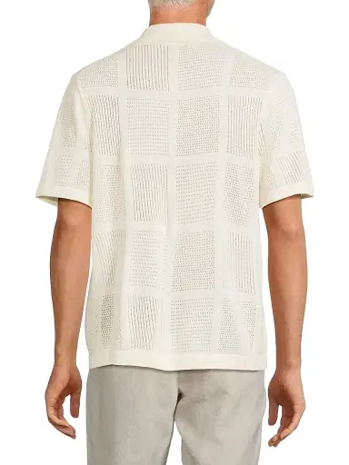 Vince Men's Cotton Pointelle-Knit Camp Shirt - Classic Cream - Size XL | Thumbnail 5