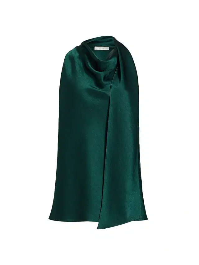 Vince Women's Satin Scarf Cowlneck Top - Juniper