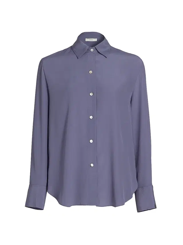 Vince Women's Silk Stretch Button-Front Shirt - Mauve Iris