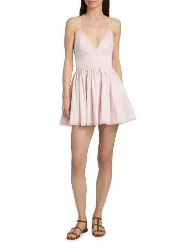 LoveShackFancy Women's Arletta Lace-Trim Stretch-Cotton Minidress - Pink Haze - Size 12 | Thumbnail 2 LoveShackFancy Women's Arletta Lace-Trim Stretch-Cotton Minidress - Pink Haze - Size 12 | Thumbnail 2