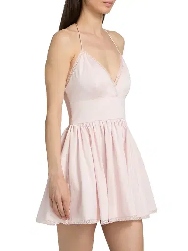 LoveShackFancy Women's Arletta Lace-Trim Stretch-Cotton Minidress - Pink Haze - Size 12 | Thumbnail 4 LoveShackFancy Women's Arletta Lace-Trim Stretch-Cotton Minidress - Pink Haze - Size 12 | Thumbnail 4