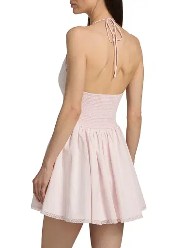 LoveShackFancy Women's Arletta Lace-Trim Stretch-Cotton Minidress - Pink Haze - Size 12 | Thumbnail 5 LoveShackFancy Women's Arletta Lace-Trim Stretch-Cotton Minidress - Pink Haze - Size 12 | Thumbnail 5