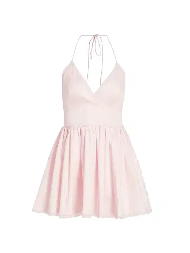 LoveShackFancy Women's Arletta Lace-Trim Stretch-Cotton Minidress - Pink Haze - Size 12 | Thumbnail 1 LoveShackFancy Women's Arletta Lace-Trim Stretch-Cotton Minidress - Pink Haze - Size 12 | Thumbnail 1
