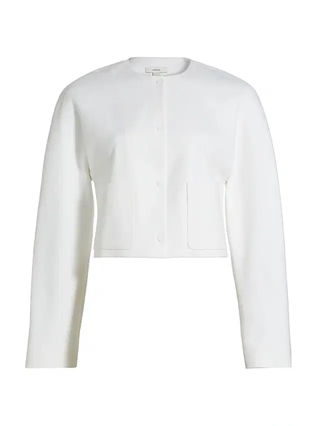 Vince Women's Stretch-Cotton Collarless Jacket - Optic White