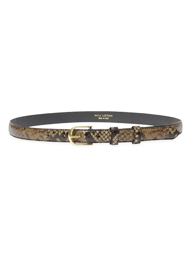 Nili Lotan Women's Jane Snake-Embossed Leather Belt - Dark Brown Snake