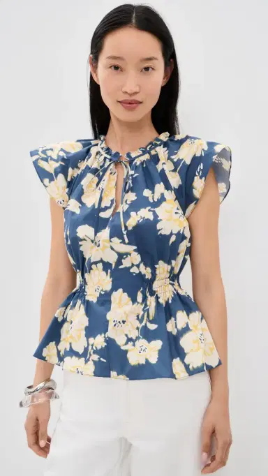 TANYA TAYLOR Ivana Top French Blue Multi | Thumbnail 2