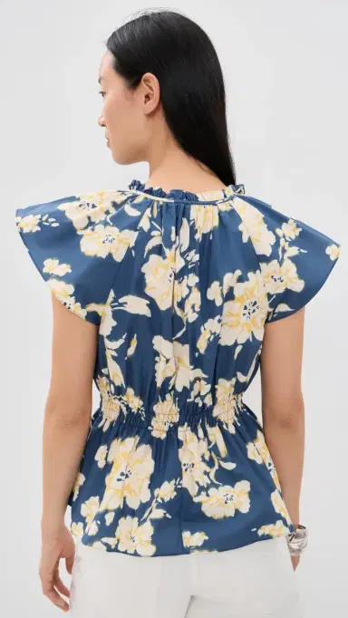 TANYA TAYLOR Ivana Top French Blue Multi | Thumbnail 3