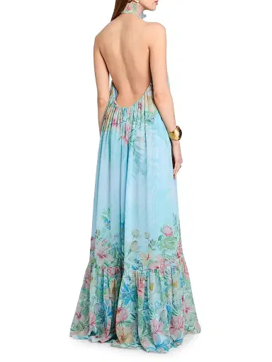 Retrofête Women's Francy Floral Maxi Dress - Bleu Fleur Tropicale - Size Large | Thumbnail 5 Retrofête Women's Francy Floral Maxi Dress - Bleu Fleur Tropicale - Size Large | Thumbnail 5