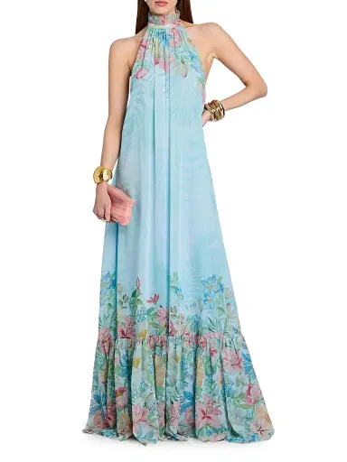 Retrofête Women's Francy Floral Maxi Dress - Bleu Fleur Tropicale - Size Large | Thumbnail 1 Retrofête Women's Francy Floral Maxi Dress - Bleu Fleur Tropicale - Size Large | Thumbnail 1