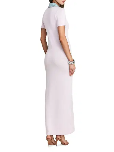 SEROYA Women's Reye Knitted Maxi Polo Dress - Petal Pink Coast - Size Large | Thumbnail 3