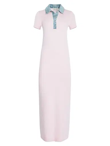 SEROYA Women's Reye Knitted Maxi Polo Dress - Petal Pink Coast - Size Large | Thumbnail 1