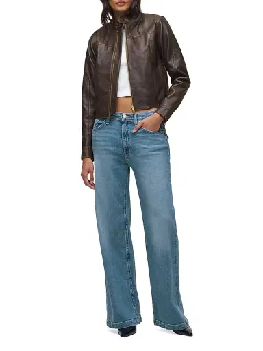 Hudson Jeans Women's Leather Moto Jacket | Thumbnail 2 Hudson Jeans Women's Leather Moto Jacket | Thumbnail 2