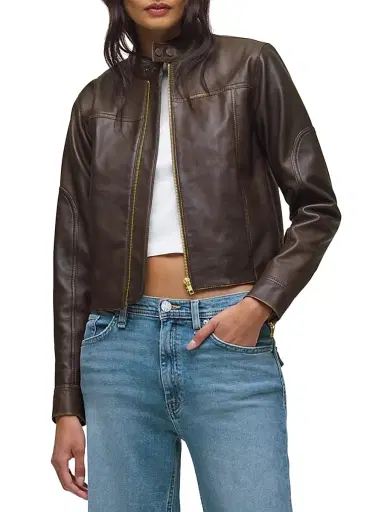 Hudson Jeans Women's Leather Moto Jacket | Thumbnail 4 Hudson Jeans Women's Leather Moto Jacket | Thumbnail 4