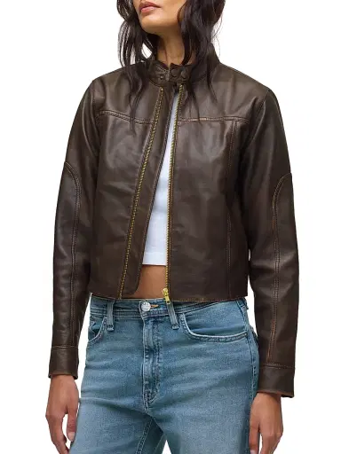 Hudson Jeans Women's Leather Moto Jacket | Thumbnail 7 Hudson Jeans Women's Leather Moto Jacket | Thumbnail 7