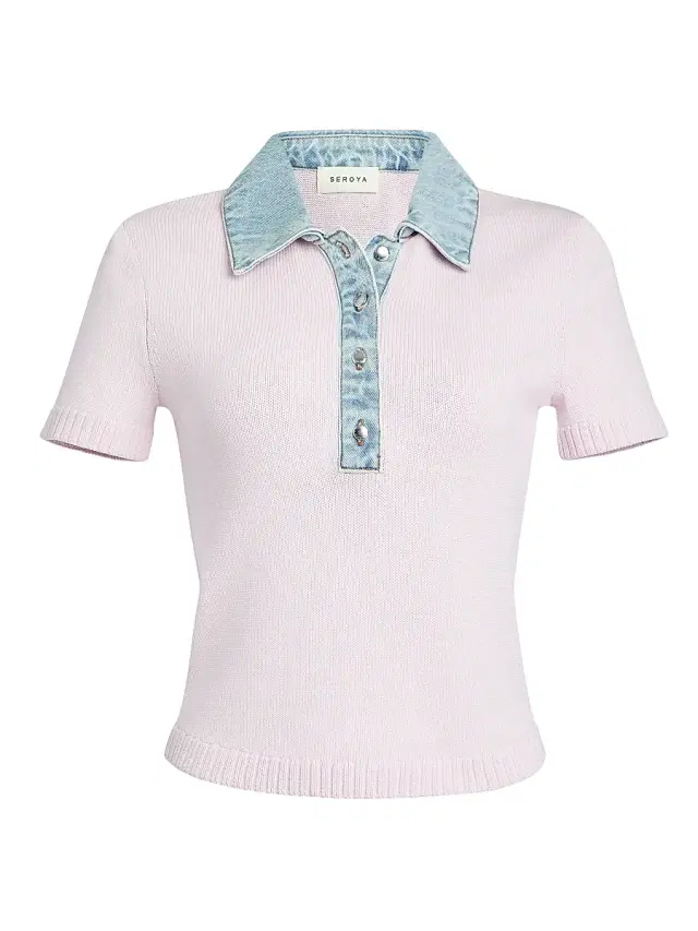 Women's Erika Mixed-Media Short-Sleeve Polo Top - Petal Pink Coast