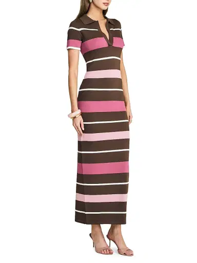 SEROYA Women's Sam Striped Knit Maxi Dress - Sable Stripe - Size Large | Thumbnail 4