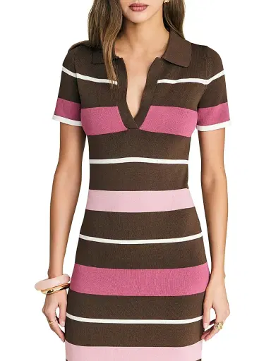 SEROYA Women's Sam Striped Knit Maxi Dress - Sable Stripe - Size Large | Thumbnail 6