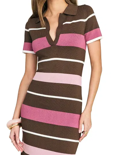 SEROYA Women's Sam Striped Knit Maxi Dress - Sable Stripe - Size Large | Thumbnail 7
