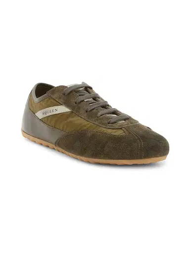 Alexander McQueen Men's Boxe Suede & Nylon Low-Top Sneakers - Green Olive - Size 13 | Thumbnail 2 Alexander McQueen Men's Boxe Suede & Nylon Low-Top Sneakers - Green Olive - Size 13 | Thumbnail 2